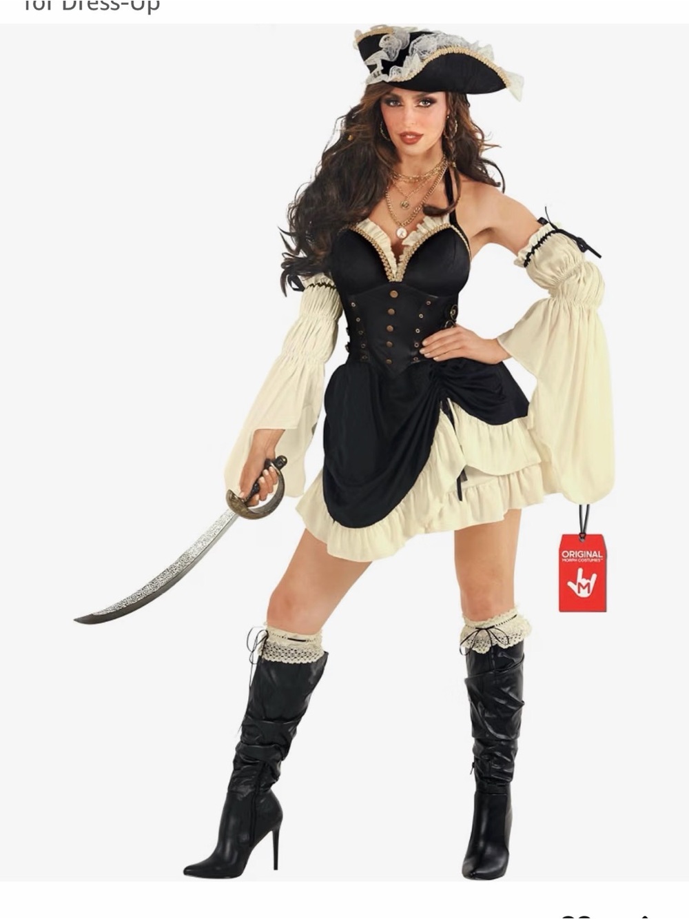 Black and Cream Pirate Costume Dress size M NWOT